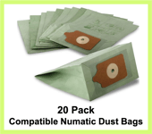 Replacement Hoover NUMBAG1000 Numatic Henry Vacuum Cleaner Bags - Pack of 20