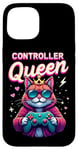 iPhone 15 Controller Queen Cute Gamer Cat Design- Gaming Cat Lovers Case