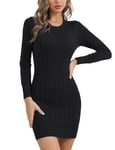 Gyabnw Robe Pull Hiver Chic Femmes Chaud Élégant Robe en Tricot Automne Hiver Slim Elástique Pull Robe Serré Col Rond Chandail à Manches Longues Mince Chaud Officiel Décontracté