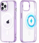 Transparente Magnétique Coque Pour Iphone 12 Pro 6,7"",[Compatible Avec Magsafe] Mince Silicone Tpu + Pc Housse De Protection Anti-Choc Anti-Rayures Bumper Etui Pour Iphone 12 Pro ,Violet