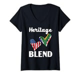 Womens Half African Half American USA Flag South Africa V-Neck T-Shirt