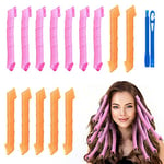 URAQT Hair Rollers, 45cm Hair Curlers Styling Kit, No Heat Spiral Curls, Wave Style Rollers for Setting Hair with Styling Hooks, No Damage DIY Hair Styling Tools for Long & Short Hair (14 Pcs)