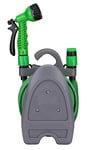 Kinzo Tuyau d'arrosage Flexible 10 m – avec Accessoires et Support de Tuyau d'arrosage – Buse avec 7 Modes de pulvérisation – Plastique – Vert/Gris