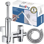 SonTiy Brass Handheld Bidet Sprayer for Toilet, Cloth Diaper Toilet Sprayer Bidet Attachment with Backflow Preventer, Chrome, 5-Year Warranty