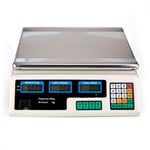 Takefuns Digital Price Electronic Computing Scale for Vegetable Fruit Market Scales Table Scales Shop Scales Verified Table Scales, UK Plug Silver White, 40kg/5g
