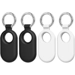 Skyddande Silikonfodral för Samsung Galaxy SmartTag2, 4-pack med Nyckelring för Nycklar, Plånbok, Bagage, Husdjur