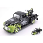 FORD F1 PICK UP 1948 WITH HARLEY DAVIDSON FL PANHEAD BLACK/GREEN 1:24 Maisto