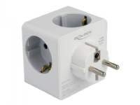 Delock - Strømadapter - 16 A - 6 utgangskontakter (USB-C, 2 x 9-stifts USB-type A, 3 x strøm CEE 7/3) - hvit