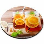 Round Mouse Mat - Iced Tea Lemonade Ice Drink Cafe Office Gift #16543