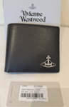 Vivienne Westwood Black leather KENT billfold Wallet Orb Logo Brand New in Box