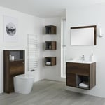 Hudson Reed Hoxton - Set Moderne Chêne Foncé Avec Meuble Lavabo&44 Meuble WC&44 Mirroir et Trois Cubes de Rangement