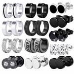 13 Paires Acier Inoxydable Boucles d’Oreilles pour Homme Femme Noir Créoles Boucle d'Oreille Ronde Punk Gothique Boucles d'Oreilles Anneau Cartilage Helix Piercing Oreille