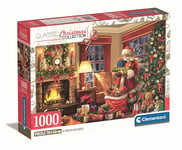 Clementoni Jigsaw Puzzle Santa's Visit 1000 Pieces - Compact Box, Poster Included, Puzzle For Adults 14-99 Years, Gift For Men/Women, Made In Italy, 39924