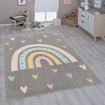 Paco Home Tapis pour Enfant Chambre d'enfant Fille Garçon Différents Motifs Et Tailles, Dimension:160 cm Rond, Couleur:Gris 3