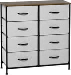 8-Drawer Dresser Grey Fabric Chest of Drawers Steel Frame Wooden Shelf Closet UK