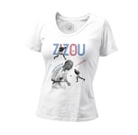 T-Shirt Femme Col V Zidane Zizou Vintage Footballeur Foot Star