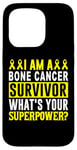 Coque pour iPhone 15 Pro Ruban jaune de soutien pour la sensibilisation au cancer des os