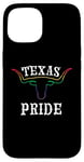 Coque pour iPhone 15 Drapeau arc-en-ciel pour le mois de la Gay Pride du Texas