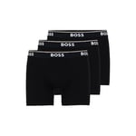 BOSS Men's Power 3-Pack Bold Logo Boxer Briefs, Ebony Black, XL (Pack of 3)