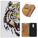 KM-WEN® Case for Nokia 5.1 Plus (5.86 Inch) Book Style Tiger Pattern Magnetic Closure PU Leather Wallet Case Flip Cover Case Bag with Stand Protective Cover Color-3