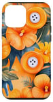 Coque pour iPhone 12 mini Motif de boutons de couture tropicaux orange aquarelle