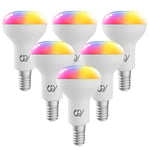 GY Lot de 6 Ampoules Connectée WiFi LED Réflecteur E14 R50 7W 620LM Compatible avec Alexa/Google Home, Intelligente Dimmable Multicouleurs RGB + Blanc Chaud/Froid 2700K-6500K