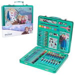 Disney Malette de Coloriage Reine des Neiges Coffret Dessin et Coloriage Enfant Fille avec Feutres Peinture Autocollants (Vert/Multi)