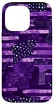 Coque pour iPhone 14 Pro Max Motif drapeau américain imprimé animal bohème violet