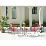 Vente-unique.com Salon de jardin en fils de résine tressés : 2 fauteuils et une table - Terracotta - ALIOS III de MYLIA
