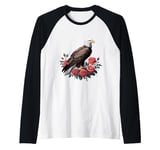 bald eagle rose vintage floral art Raglan Baseball Tee