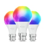 Nanoleaf Matter Essentials B22 LED Bulbs, Pack of 3 RGBW Dimmable Smart Bulbs - Matter over Thread, Bluetooth Colour Changing Light Bulbs, Works with Google Apple, Room Decor & Gaming