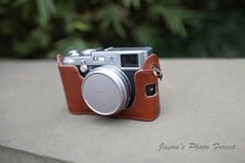 Genuine Real Leather Hall Camera Case bag cover for FUJI X100 X100S Brown