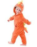 LOLANTA Deguisement Dinosaure Enfant, Barboteuse Surpyjama Costume Garcon (orange, 4-6 Ans,Tag M)