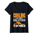 Womens Curler Curling The Best Solution To Any Problem V-Neck T-Shirt