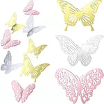 Stickers Muraux Papillons, 3D Muraux de Papillons Creux 36PCS Autocollants Papillon Sticker Mural Bricolage Autocollants de Décoration Amovible pour Maison Pièce Fête Mariage