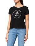 Tom Tailor Denim Women's 1031478 Basic Logo t-Shirt, 14482-deep Black, XS