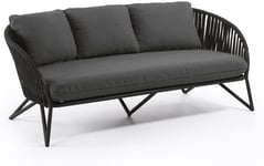 Branzie, Udendørs 3-personers sofa, sort, H77x180x90 cm
