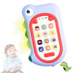 Richgv Jouet Bebe 1 an, Telephone Portable pour Enfant Fille Garcon, Smartphone Bebe Take Along Tunes avec Lumières et Melodies, Bebe 6 Mois(Dinosaure-Bleu)