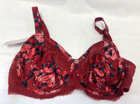 NEW! M&S Rosie Marks & Spencer UK32C red floral non-padded silk/lace balcony bra