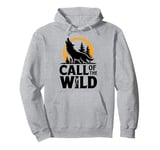 Call of the Wild Howling Wolf Under Full Moon Pullover Hoodie