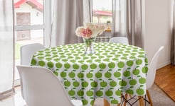 Apple Round Tablecloth Repeating Juicy Fruit