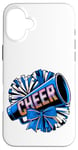 Coque pour iPhone 16 Plus Mégaphone Bleu et Pompons de l'Équipe de Cheerleading