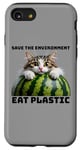 iPhone SE (2020) / 7 / 8 Save The Environment Eat Plastic Funny Microplastics Cat Case