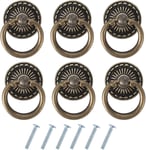 6PCS Poignee de Meuble Vintage Poignées de Tiroir Antique Poignée de Porte en Bronze pour Meuble Armoire Commode Porte Placard