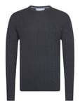 O-Neck Cable Knit Tops Knitwear Round Necks Navy Lindbergh