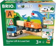 BRIO World Starter Lift & Load Train Set A for Kids Age 3 Years Up - Wooden Rail