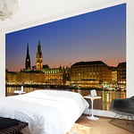 Apalis 94669 Papier peint photo panoramique de Hambourg - Papier peint photo 3D - Pour chambre à coucher, salon, cuisine - Multicolore