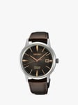 Seiko SRPJ17J1 Men's Presage Automatic Date Leather Strap Watch, Brown