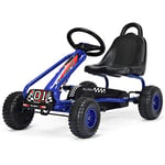 RELAX4LIFE Kart à Pédales pour Enfants avec Siège Réglable et Freins à Main, Avant et Arrière, Vélo d’Enfant 4 Roues Charge 30 kg Idéal Cadeau pour Enfants 3+ Ans (Style 3, Bleu)