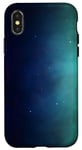 Coque pour iPhone X/XS Bleu Vert Galaxie Nebel Sterne